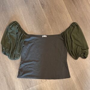 Free People intimately  free Olive Puff Sleeve Blouse